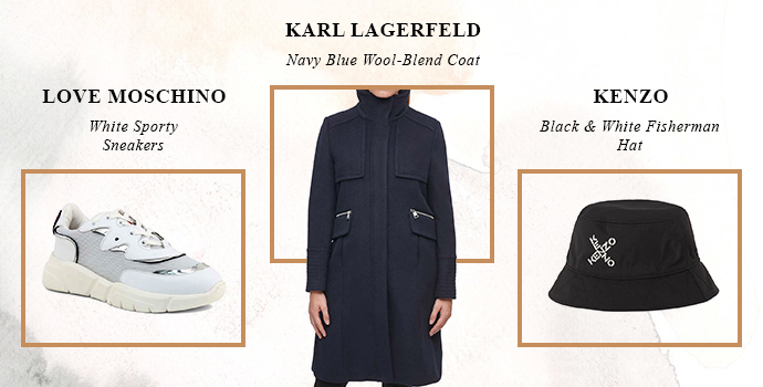 Karl Lagerfeld
Navy Blue Wool Blend Coat