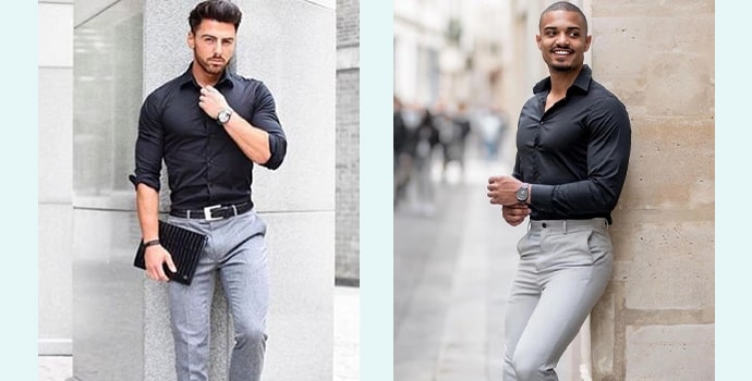 Black Formal Trouser Mens Attires Ideas With White Shirt Black Trouser  White Shirt  Suit trousers comme des garçons black  black  casual pants