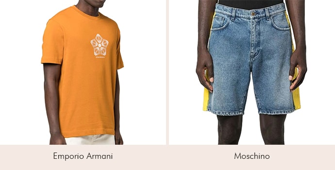Denim Shorts and Solid Color Tee summer outfits for men