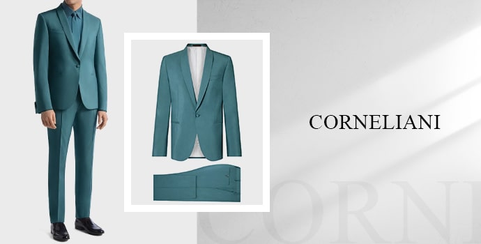 Best beige dark green suit Corneliani 