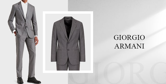 Giorgio Armani in gry color suit 