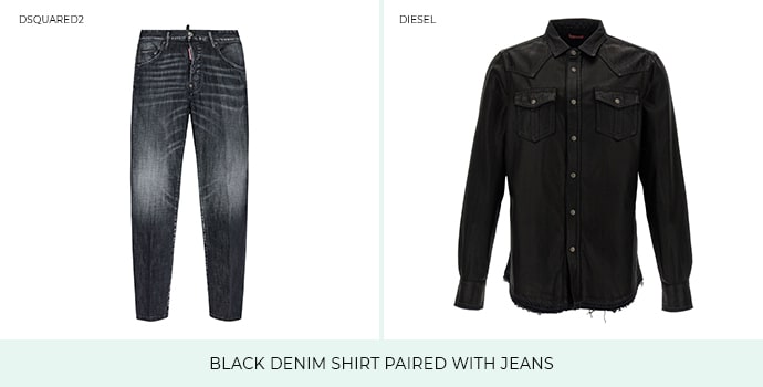 Black shirt with matching jeans deals