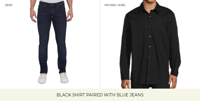 Black Shirt Paired With Blue Jeans