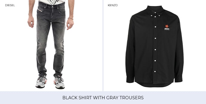 Black Shirt With Gray Trousers