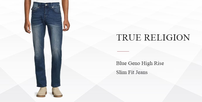 TRUE RELIGION 
Blue Geno High Rise Slim Fit Jeans 