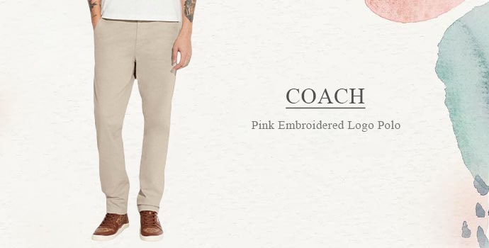 COACH 
Pink Embroidered Logo Polo