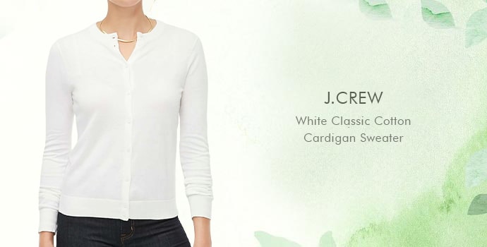 J. CREW
White Classic Cotton Cardigan Sweater