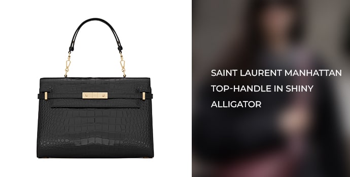 Saint Laurent Manhattan top-handle in shiny alligator skin