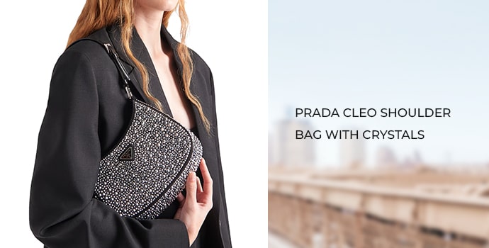 Prada Cleo Shoulder Bag with Crystals