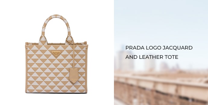 prada most expensive bags Prada Logo Jacquard and Leather Tote