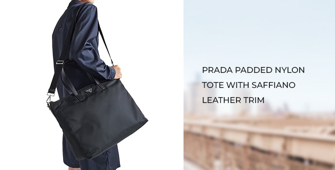 Prada Padded Nylon Tote with Saffiano Leather Trim