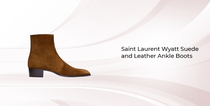 Saint Laurent Wyatt Suede and Leather Ankle Boots