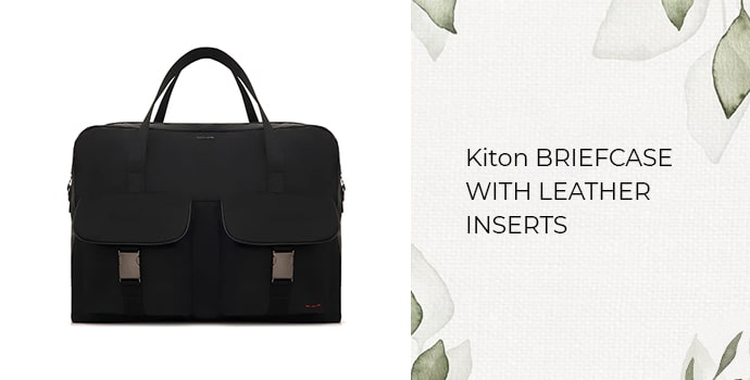 Kiton briefcase with leather inserts