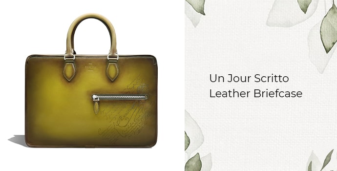 Un Jour Scritto Leather Briefcase