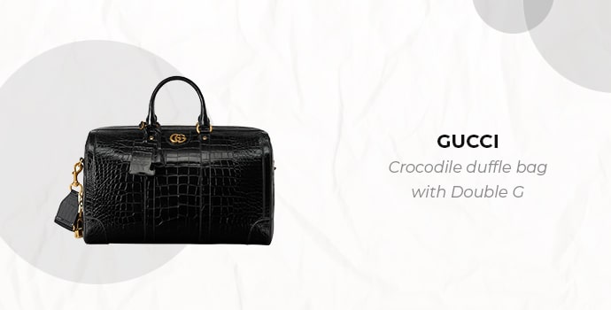 most expensive duffle bag Crocodile duffle bag with Double G