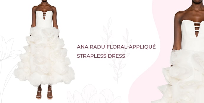 Ana Radu floral-appliqué strapless dress