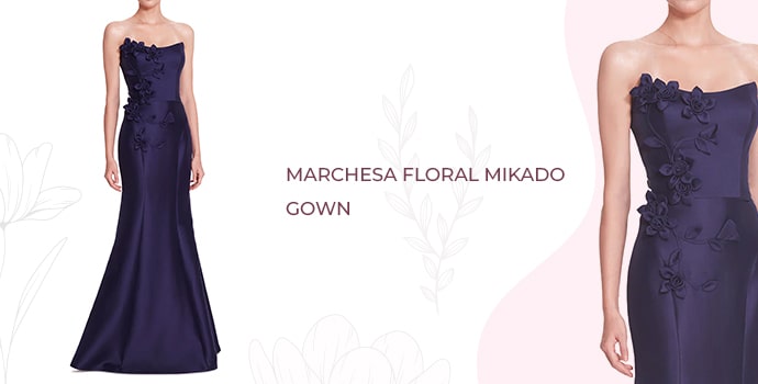 Marchesa Floral Mikado Gown