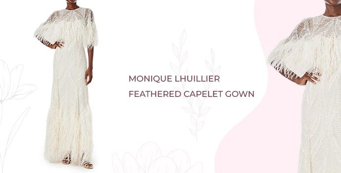 most expensive wedding dress Monique Lhuillier Feather Capelet  Gown