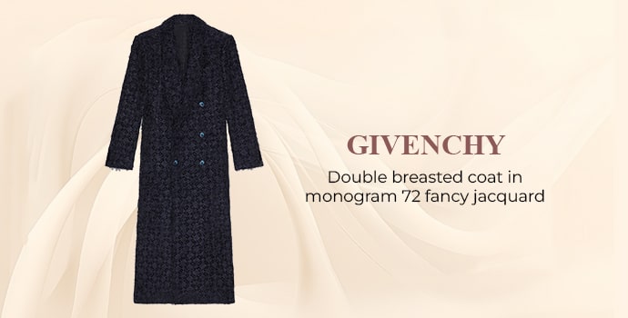 Givenchy Double breasted coat in monogram 72 fancy jacquard