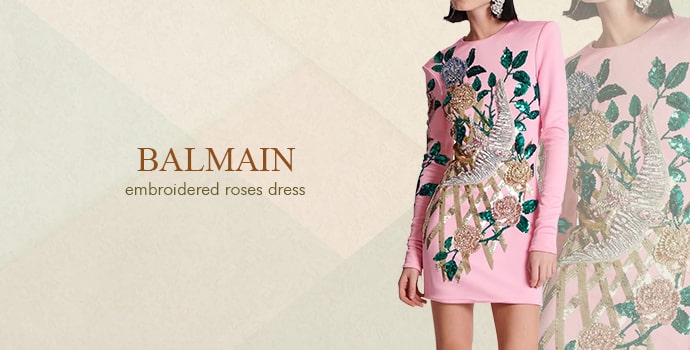 women Party Wear Dress Balmain Embroidered Roses dress