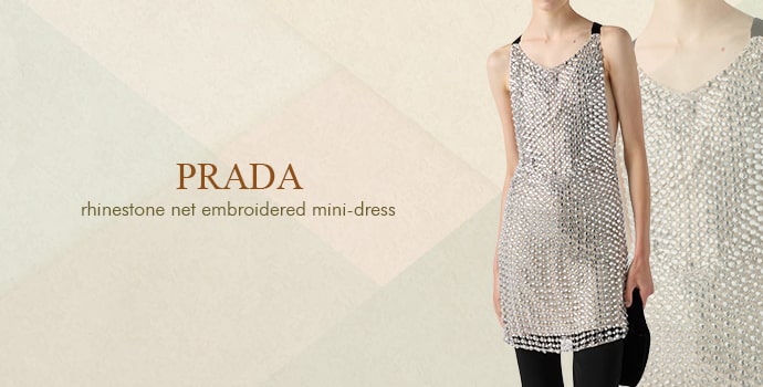 Prada Rhinestone net embroidered mini-dress