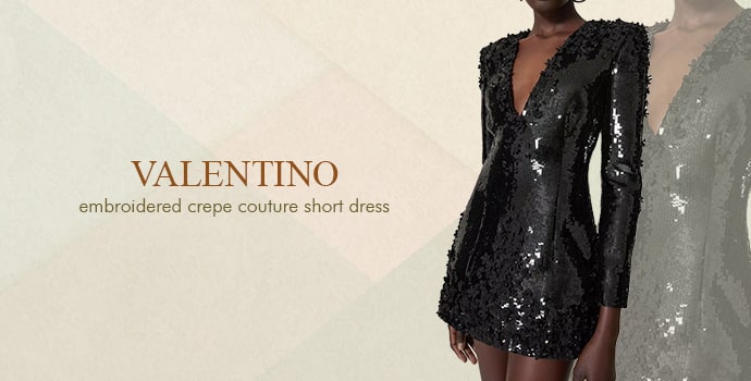 Valentino Embroidered Crepe Couture Short Dress