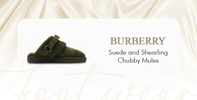 most expensive slippers in the world Burberry Suede and Shearling Chubby Mules