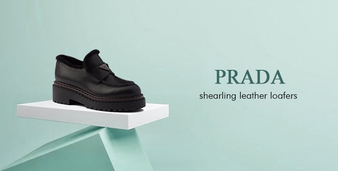 Prada shearling leather loafers