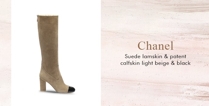 Chanel Suede Lamskin & Patent Calfskin Light Beige & Black