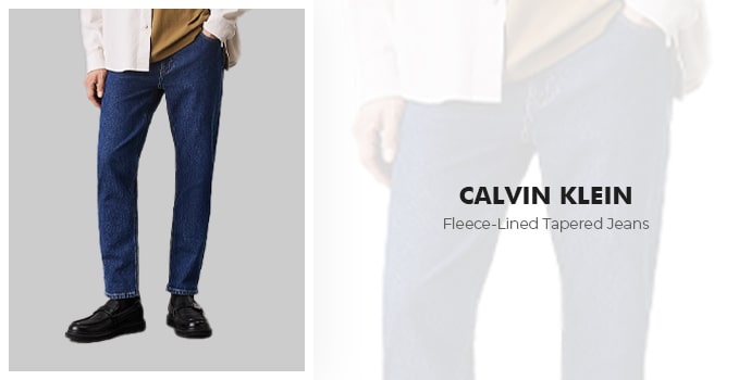 best fleece lined jeans Calvin Klein Tapered Jeans