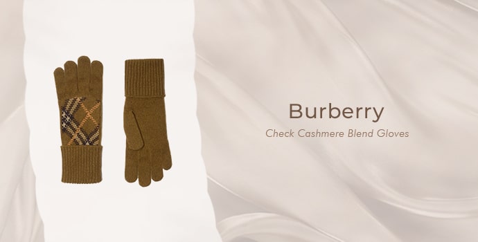 Burberry Check Cashmere Blend Gloves